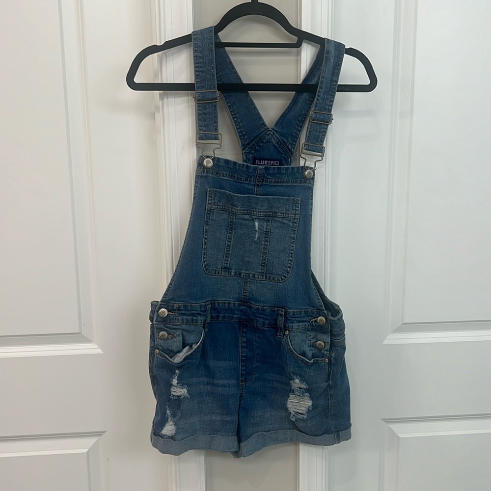 Denim short overalls